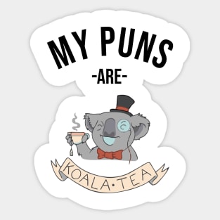 my puns are koala tea black Sticker